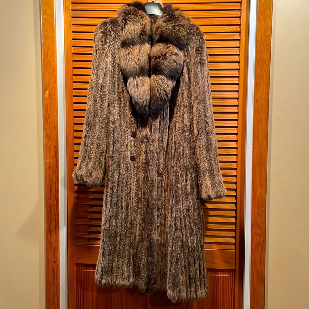 REAL rabbit and fox fur coat